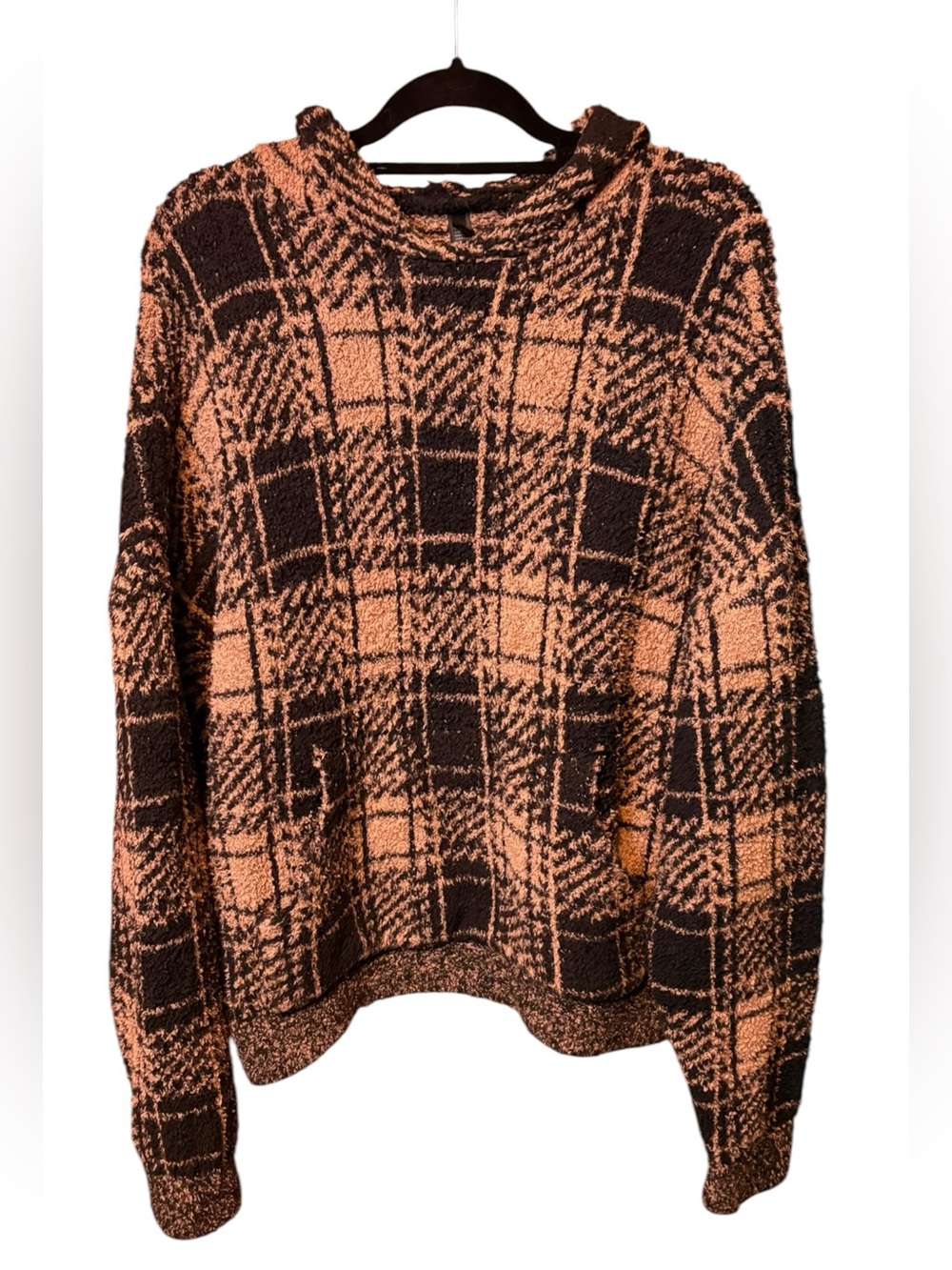 SKIMS Cozy Knit Plaid Hooded Sweatshirt Unisex XL Limited Edition